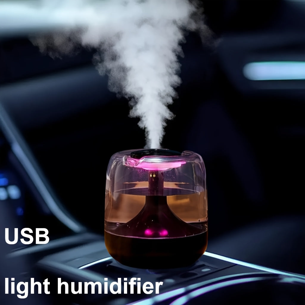 Humedificador transparente de alta gama con luz nocturna de 7 colores y alimentación por USB, niebla continua e intermitente, funcionamiento silencioso, aire húmedo para decoración de dormitorio y sala de estar, decoración de dormitorio | Estética modern