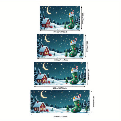 2D Bandera de puerta, 1 pieza, Bandera de puerta de casa de botas verdes de Nochebuena festiva - Poliéster, no necesita electricidad, perfecta para decoración de vacaciones, regreso a la escuela, fiestas hawaianas y de Halloween, decoración de jardín al