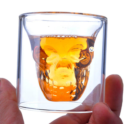 Copa Calavera Vidrio 3D 25Ml Copa Decoración Calaca Cerveza Whisky VC3D25M