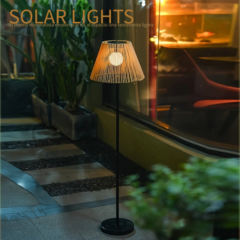 1 lámpara de suelo solar DJGIFI - Diseño moderno y minimalista, patrón geométrico, IP44, resistente al clima, batería solar, ideal para decoración del hogar y el jardín, luces solares al aire libre.