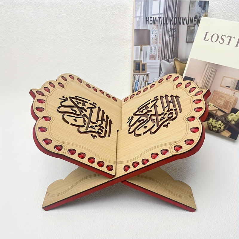Elegante Soporte Plegable para Exhibir el Corán y la Biblia - Estantería de Madera Gruesa y Multicolor para Decoración del Hogar y Recitación Religiosa