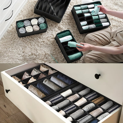 8piezas Set, Organizador de Ropa Interior de Tela Clásica, Cestas de Almacenamiento de Tela No Tejida Plegables para Calcetines, Ropa Interior, Cajones, Organización del Hogar y la Cocina, Contenedores de Almacenamiento para Organización del Hogar, Cesta