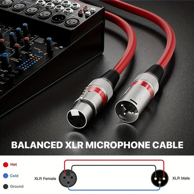 4 piezas, cable de micrófono de 7,62 metros, equipo profesional, cable XLR de alta calidad - XLR masculino a femenino para micrófono de escenario, modelo, temporada de graduación, día del padre, regalo de cumpleaños, cubierta protectora de PVC, cable de