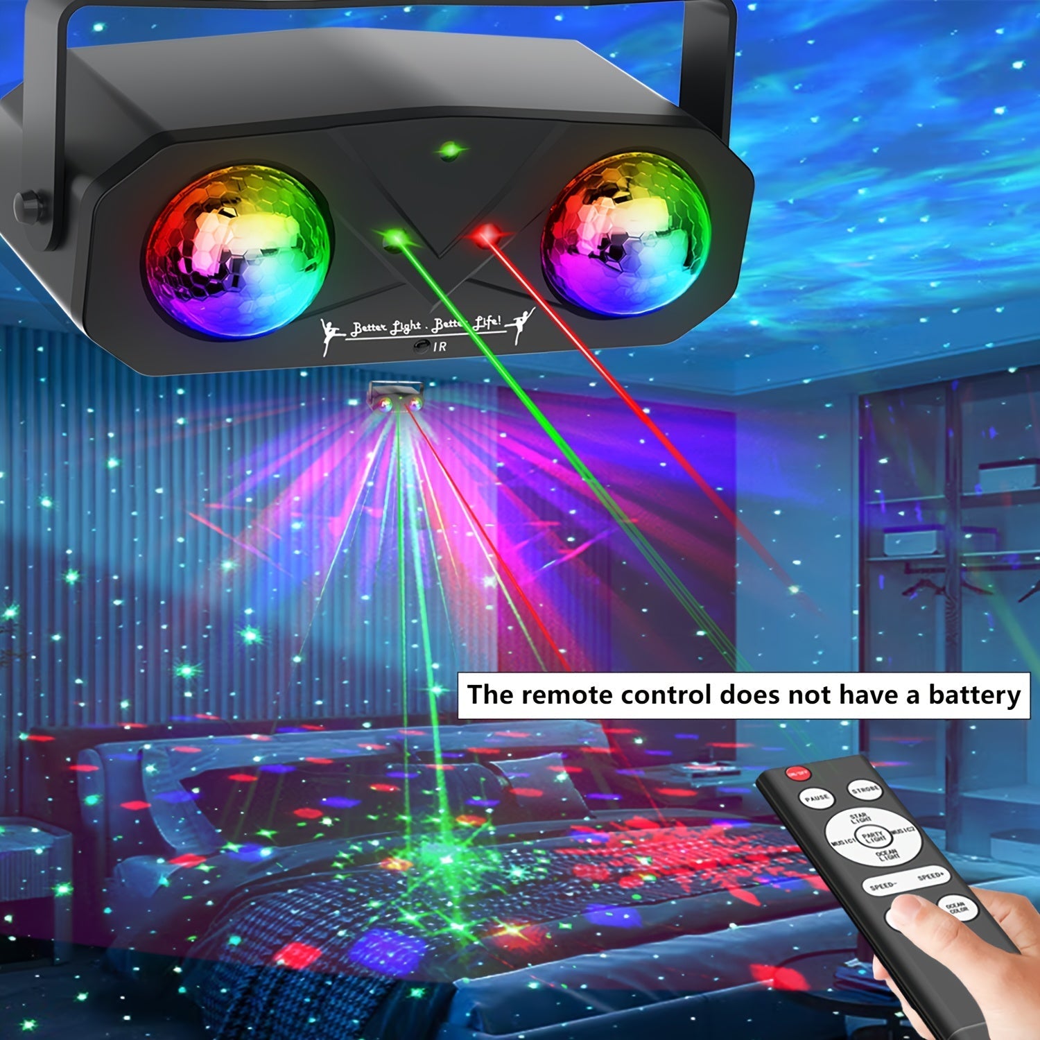 Luz de bola de disco LED con control remoto - Alimentada por USB, multicolor (negro, rosa, morado, azul, verde) - Ideal para fiestas, Navidad, Acción de Gracias, Viernes Negro, bares, clubes, discotecas, karaoke