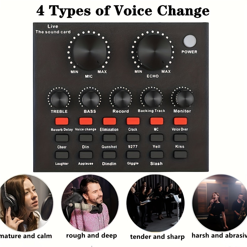 Kit de equipo para podcast, incluye micrófono BM800 y tarjeta de sonido V8, convertidor de voz, interfaz de audio, ideal para grabar, cantar, streaming y videojuegos