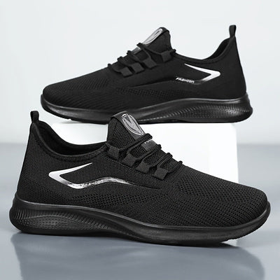 Zapatillas casuales transpirables para hombre - Ligero, antideslizante, con diseño trenzado sólido - Negro, ideal para aventuras al aire libre y entusiastas del fitness, calzado deportivo | Aspecto deportivo | Parte superior de malla transpirable, tejida