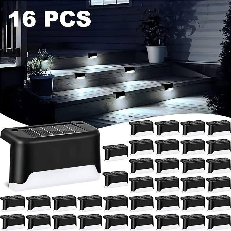 16 Juegos de Luces Solares para Terrazas que Cambian de Color, Luces Solares para Paredes de Patio, Luces para Piscina, Terrazas Exteriores, Barandillas, Escaleras, Pasos, Vallas, Patios y Terrazas con Luces LED para Decoraciones de Navidad, Vacaciones y