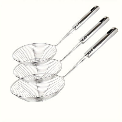 3 Piezas de Espumadera de Acero Inoxidable con Mango, Cuchara Ranurada Multiusos para Freír y Cocinar, Filtro de Aceite para Air Fryer, Accesorio para Fríjidor