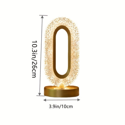 1 lujosa lámpara de mesa ovalada de cristal, lámpara de carga USB para oficina, lámpara de mesa decorativa de luz nocturna para sala de estar, adecuada para dormitorio, sala de estar, decoración de fiestas y cenas, lámpara creativa