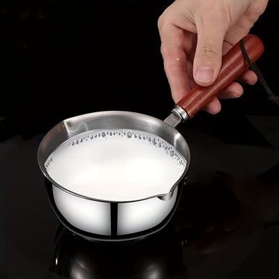 2 piezas de olla de salsa de acero inoxidable - Topper de cocina multifuncional para derretir mantequilla, chocolate y queso, con una olla pequeña para verter aceite, hervir aceite y aceite caliente