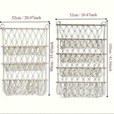 Estantería de Almacenamiento para Juguetes de Peluche Estilo Boho Chic de 1-4 Niveles - Organizador Tejido a Mano para Dormitorio, Guardería y Baño, Ideal para Animales de Peluche y Artículos Decorativos, Blanco, Almacenamiento Lindo