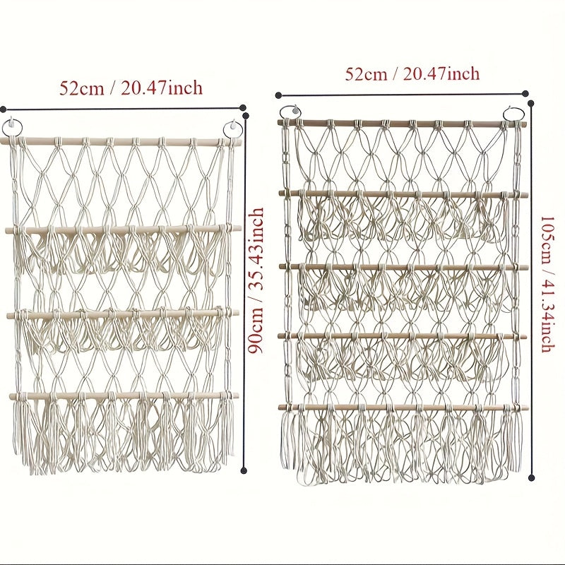 Estantería de Almacenamiento para Juguetes de Peluche Estilo Boho Chic de 1-4 Niveles - Organizador Tejido a Mano para Dormitorio, Guardería y Baño, Ideal para Animales de Peluche y Artículos Decorativos, Blanco, Almacenamiento Lindo