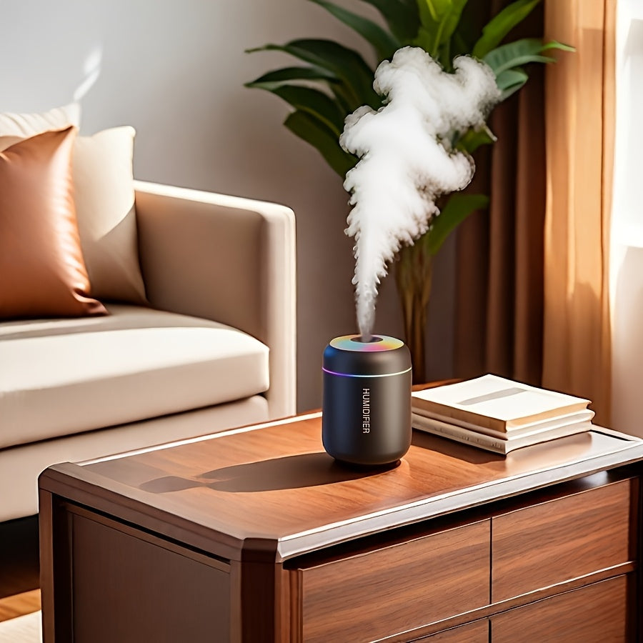 1pc Mini Humidificador USB y Difusor de Aromaterapia con Luz Nocturna Colorida, 180ml Tecnología de Onda Sonora para Habitación, Coche, Hogar, Oficina, Residencia - Humidificador de Escritorio Alimentado por USB con Ambiente Relajante, Sin Batería Inclui