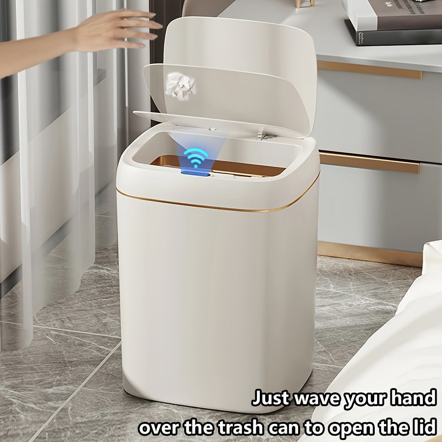 Bote de Basura Inteligente de 1 Pieza con Sensor Infrarrojo, Capacidad de 12L/14L, Alimentado por Batería (Requiere 2 Pilas AA, No Incluidas), Funcionamiento Silencioso, Ideal para Uso en Hogar, Oficina y Escuela, Cubo de Residuos Escolares | Estilo de T