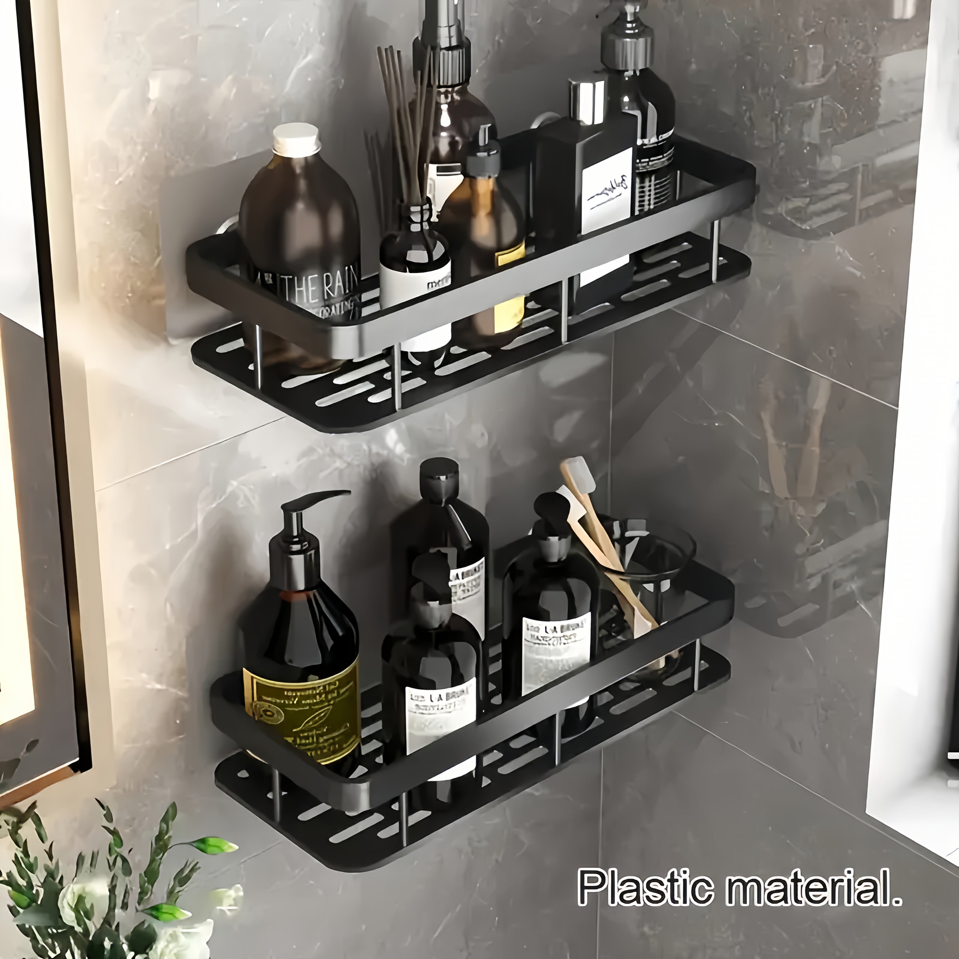 Estante de ducha de gran capacidad para pared, sin necesidad de taladrar, ideal para baños y cocinas, ahorrador de espacio, fácil de instalar, para almacenar artículos de tocador, cosméticos y otros, caddies de ducha.