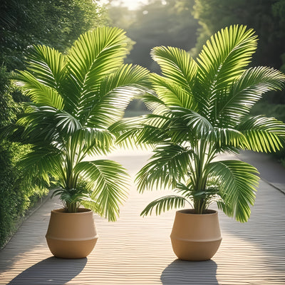 Juego de 2 palmeras artificiales tropicales de gran tamaño de 127 cm - Hojas verdes vibrantes, decoración duradera de plástico para interiores y exteriores, adecuada para Navidad, Acción de Gracias, Día de la Madre, Domingo de Ramos | No se necesita rega