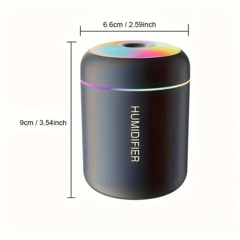 Humidificador Compacto de 6.09oz con Alimentación USB, Luces Coloridas y Aromaterapia - Ideal para Dormitorio, Coche, Hogar, Decoración de Dormitorios - Batería No Incluida