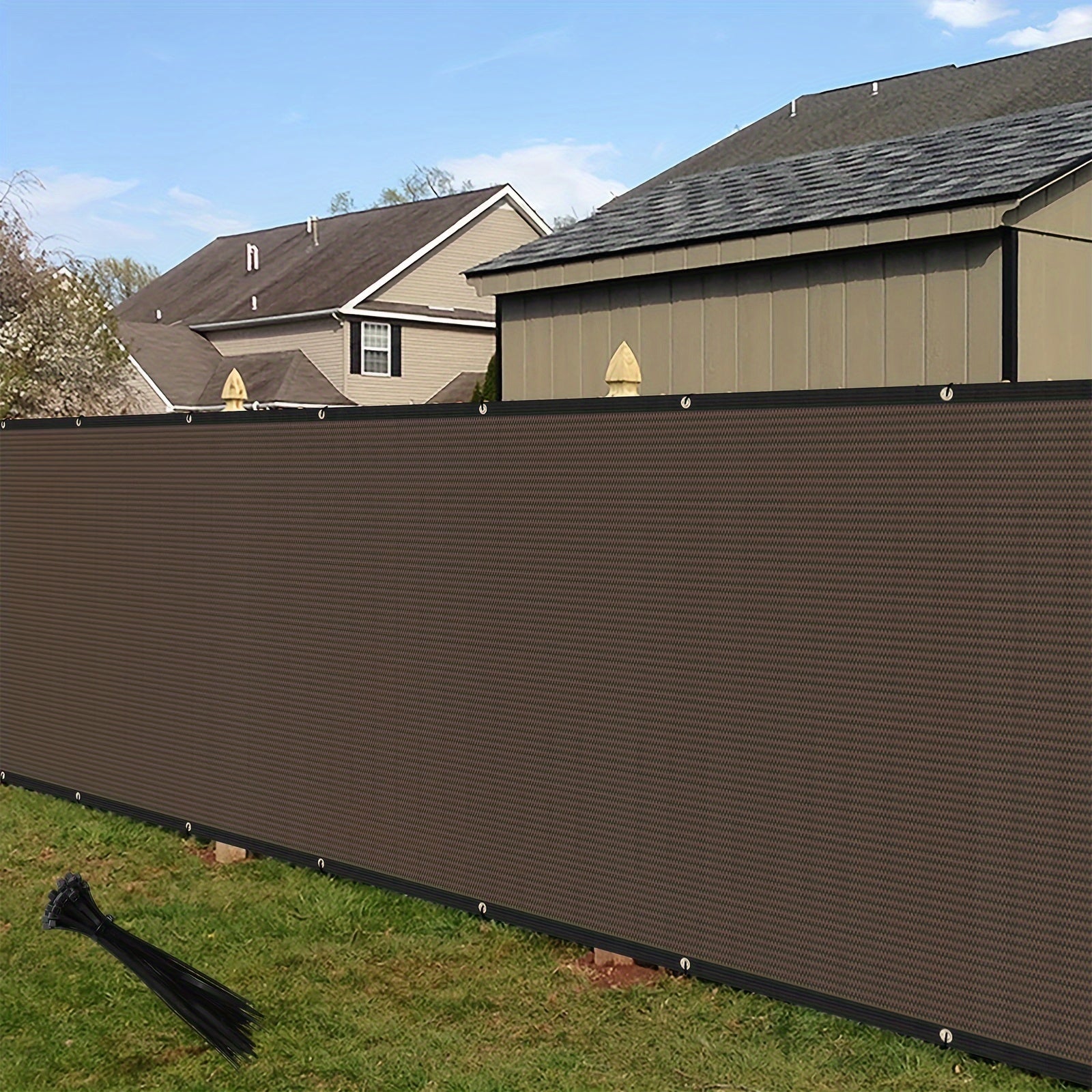 1 pantalla de privacidad resistente color café, 213.36 cm x 15.24 m, marco de nailon con bridas para jardín, patio o traspatio, ideal para protección de paredes, regalo de Navidad y Año Nuevo