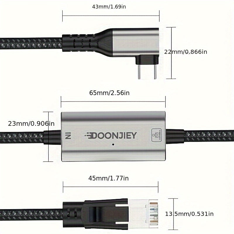 Adaptador USB-C a Gigabit Ethernet, convertidor de puerto de red RJ45 de 90 grados, adaptador de red Type-C plug and play, compatible con MacBook/Huawei/para portátiles for lenovo, modo de alimentación sin carga, amigable con Homekit, método de control d