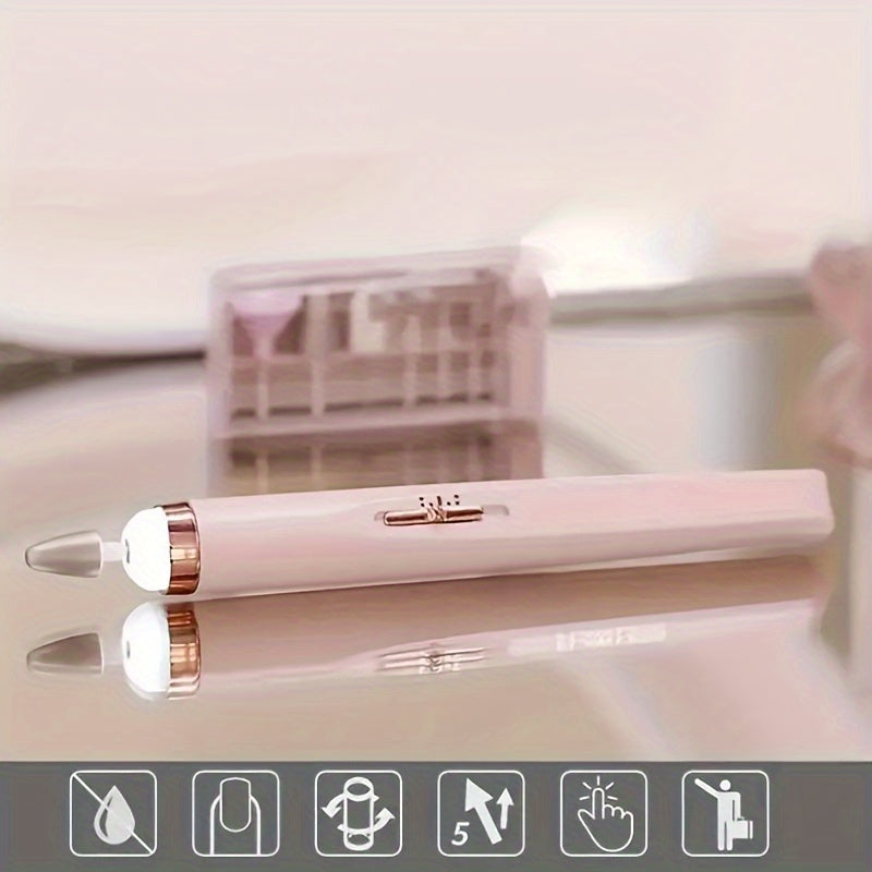 Blanco/Rosa, dos colores disponibles, lima de uñas portátil con 5 taladros de accesorios y juego de taladro eléctrico de manicura ajustable con luz LED y función de carga USB, herramientas de cuidado de uñas