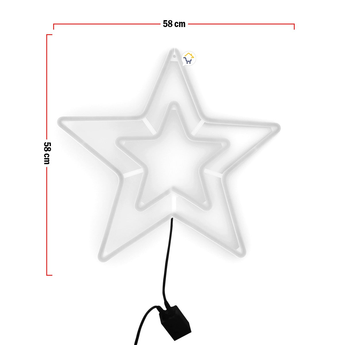 Estrella Luz Neón 5 Puntas Ventana Puerta Navidad 2202