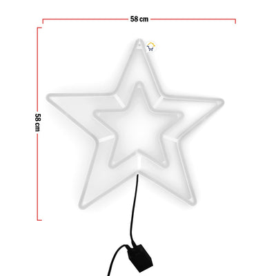 Estrella Luz Neón 5 Puntas Ventana Puerta Navidad 2202
