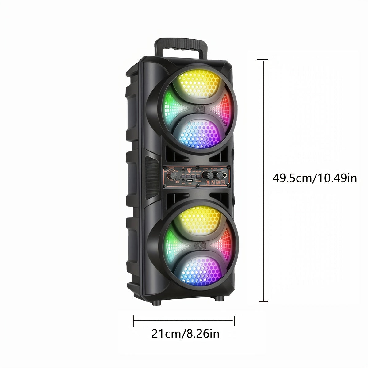 Altavoz portátil sin varillas para exteriores con cuerpo ligero y efectos de iluminación colorida, carga Tipo C, compatible con USB, FM, tarjeta TF, AUX, botón giratorio y control por micrófono, ideal para camping, fiestas en casa, descanso en la oficina