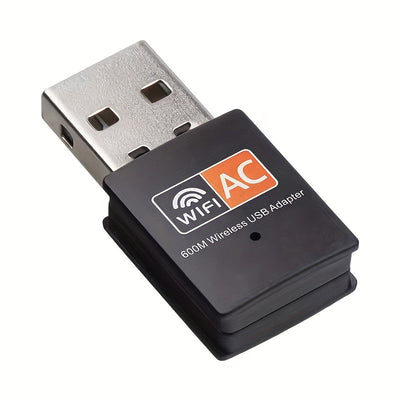 Trollicket 600 Mbps Adaptador de WiFi de doble banda USB - Antena 2,4G y 5GHz, dongle de red de alta velocidad para PC/laptops, compatible con Windows 10/11, alimentado por USB, sin batería, accesorio de red | Diseño elegante | Adaptador alimentado por U
