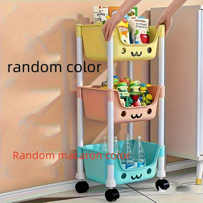 Carro de almacenamiento rodante multicapa, carrito móvil multifuncional para cocina, sala y dormitorio, fácil de mover y guardar. Estante duradero en colores macaron perfecto para cocina, baño y habitación - ideal para una familia de 13