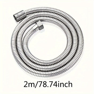 1pc Manguera de Ducha de Acero Inoxidable Flexible - 1.5m/2m/3m, a Prueba de Explosiones con Acabado Metálico Electrochapado, Instalación Fácil en Pared, Forma Redonda - Perfecta para Cabezales de Chorro de Lluvia, Rociador de Ducha