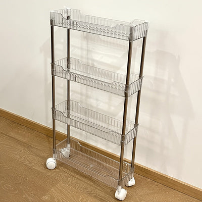 Carrito organizador angosto y delgado con ruedas - Estante de almacenamiento móvil ajustable para espacios pequeños, cocina, baño y tocador, estante ahorrador de espacio con ruedas, organizador duradero para baño (uso en mesada o piso)