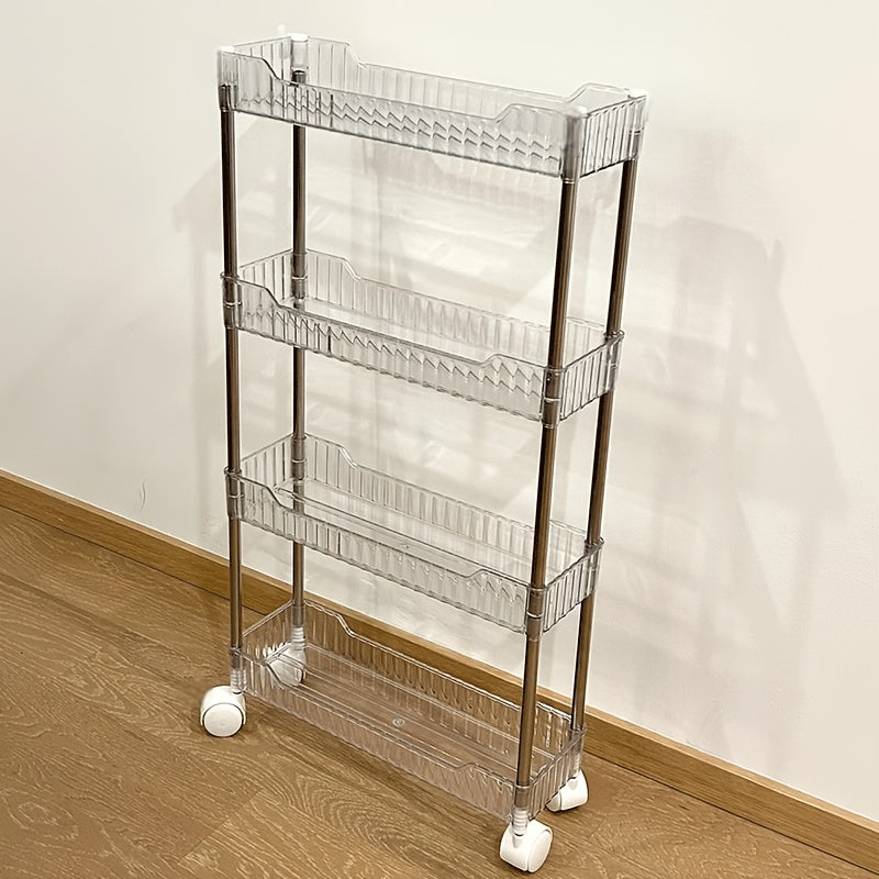 Carrito organizador angosto y delgado con ruedas - Estante de almacenamiento móvil ajustable para espacios pequeños, cocina, baño y tocador, estante ahorrador de espacio con ruedas, organizador duradero para baño (uso en mesada o piso)