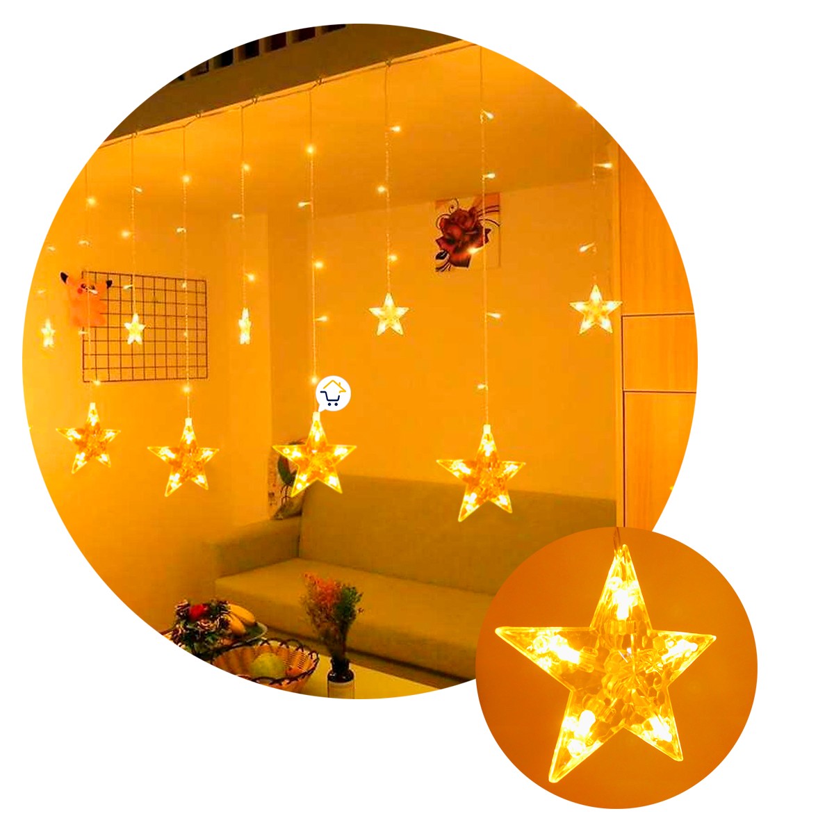 Luces Led Estrella X272 LED Cortina Luces 6m Navidad Cálida H1801TCCA