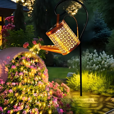 Regadera de Luz Solar para Exteriores - Arte de Jardín con Cielo Estrellado y LED Blancos Cálidos, Marco Metálico Alimentado por Energía Solar para Navidad, Bodas, Terrazas y Patios, Decoración de Fiestas | Regadora Decorativa | Construcción Duradera en