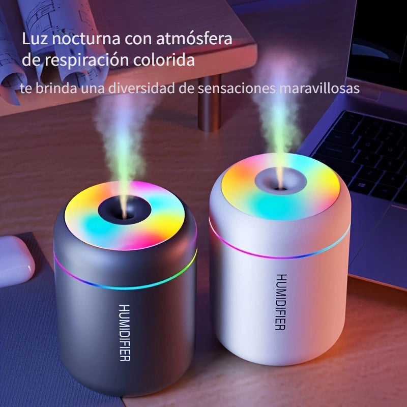 1pieza Humidificador de aire mini USB con luces LED de gradiente de colores, funcionamiento silencioso, fácil de limpiar, seguro y confiable - Humidificador de plástico sin fragancia para varios tipos de habitaciones, ideal para Navidad y Halloween, ≤36V