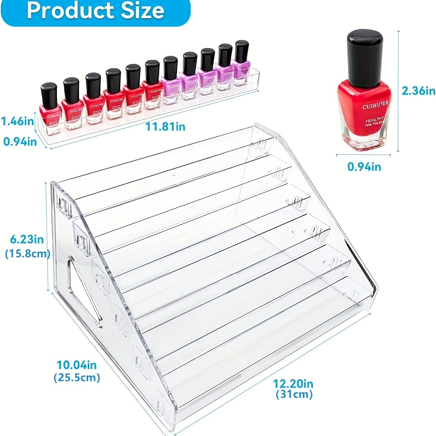 Organizador Acrílico Multifuncional, Adecuado para Esmalte de Uñas, Cosméticos, Gafas de Moda y Aceites Esenciales - Fácil Instalación, Soporte Duradero con Superficie Pulida
