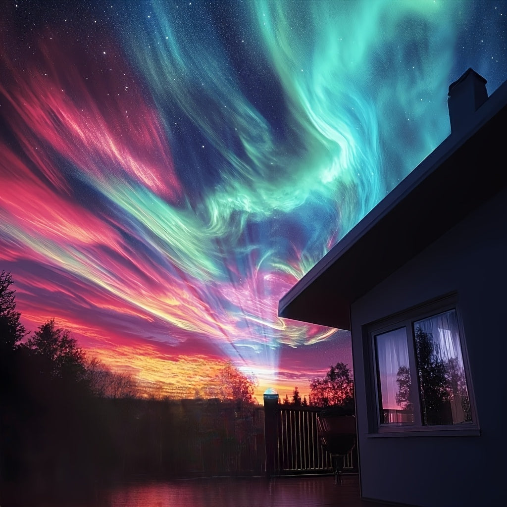 1pc Lámpara Proyector de Luces del Norte con Control Remoto - Aurora Boreal, Luz LED USB con 7 Modos para Dormitorio, Sala o Camping - Regalo Perfecto de San Valentín para Parejas (Efecto Auroras Boreales), Iluminación Ambiental, Diseño Elegante, Alta Ca