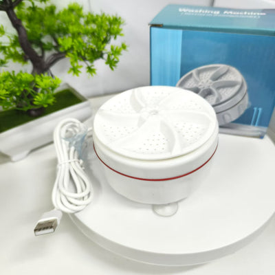 Lavadora portátil mini para calcetines y ropa interior, 1 unidad, diseño plegable con exterior blanco e interior rojo, alimentación por USB, solución de limpieza compacta para dormitorios, hogares y viajes