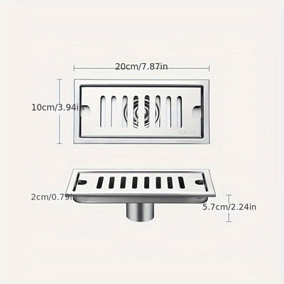 1 Pieza, Desagüe De Piso De Forma Alargada, Filtro De Acero Inoxidable Engrosado De Gran Desplazamiento, Desagüe De Piso A Prueba De Olores, Para Sala De Ducha De Hotel, Accesorios De Baño