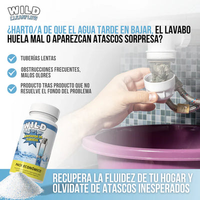 Destapa cañeria Wild Cleanflow™ - Desatasca sin esfuerzo. Limpia desde la raíz
