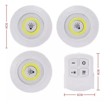 Luz Led Set X3 Lampara Adhesiva Control Remoto Color Blanco