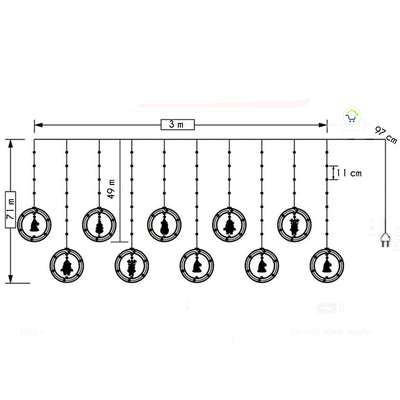 Cortina intercaladas 3 M Bolas Mágicas Navideñas JTX22-2-C