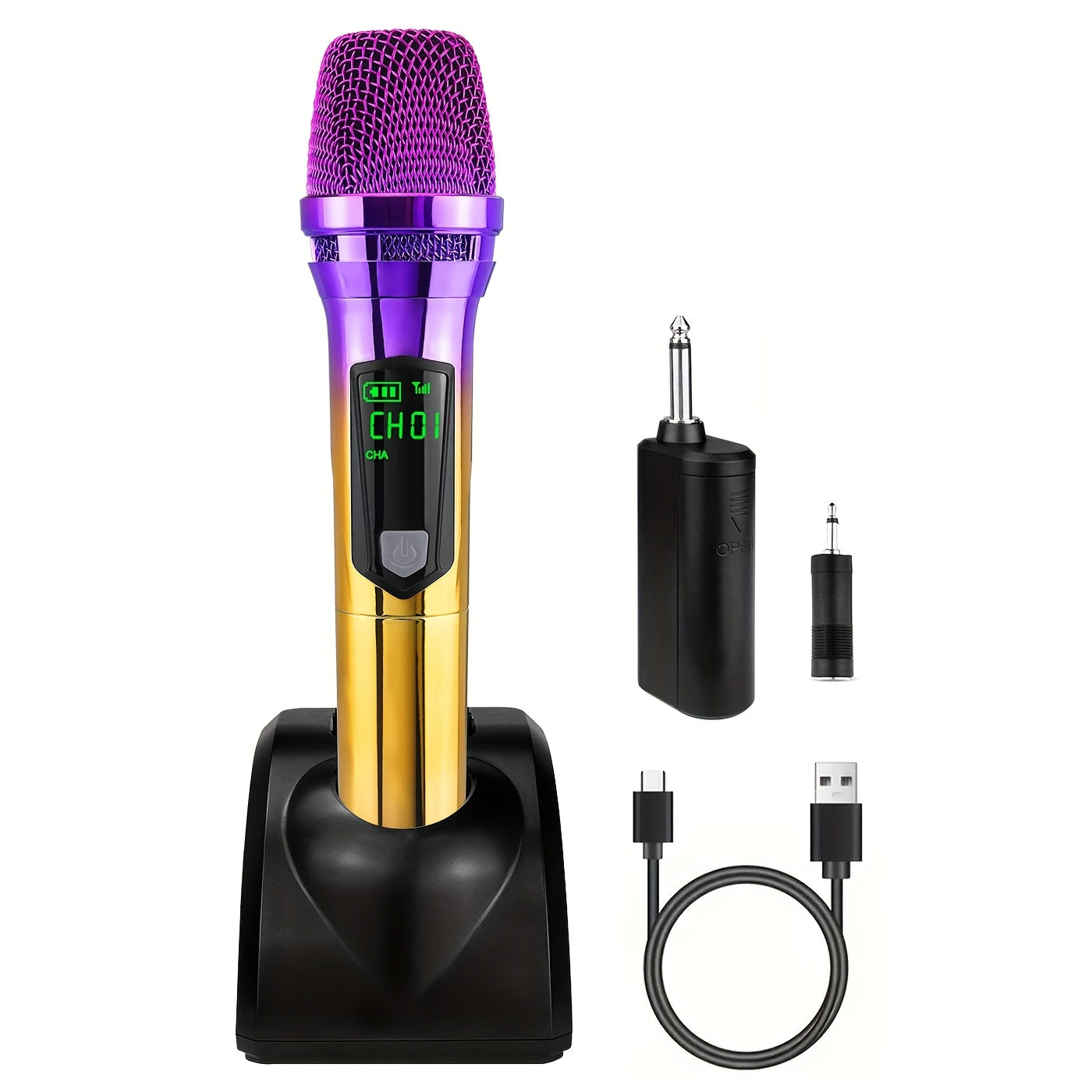 Microfono de Karaoke sin varillas Recargable y Colorido, Máquina de Karaoke para Fiestas en Casa o al Aire Libre, Adaptador de 3.5mm, Soporte de Almacenamiento Incluido