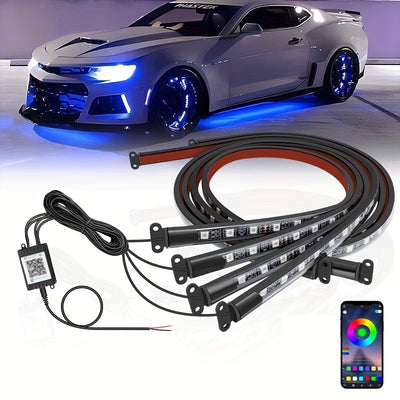 Barra de luces LED RGB con control por voz, 90x120 cm - Iluminación ambiental con cambio de color controlada por aplicación inalámbrica para vehículos, 12V con conexión directa, sin batería