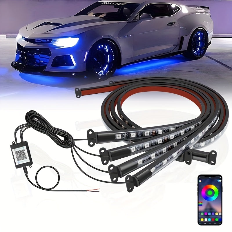 Barra de luces LED RGB con control por voz, 90x120 cm - Iluminación ambiental con cambio de color controlada por aplicación inalámbrica para vehículos, 12V con conexión directa, sin batería