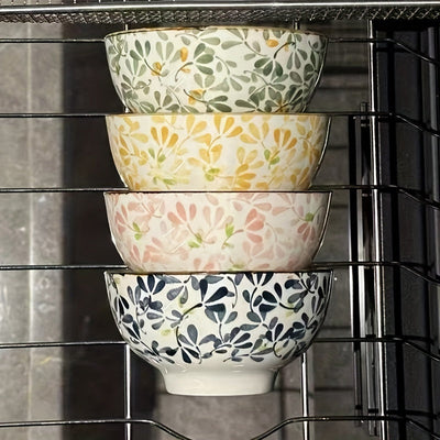 4 tazones de cerámica con diseños florales: ideales para pasta, ensalada, postre, sopa, frutas, entradas y fondue, resistentes al lavavajillas, horno y microondas
