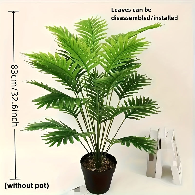 1pc Palma Monstera Artificial, 81.9cm de alto, Foliaje verde falso, decoración de plástico autosoportada para interior y exterior, no necesita electricidad, sin plumas, para hogar, jardín, oficina, tema de playa, exhibición de temporada en mesa, | Constr