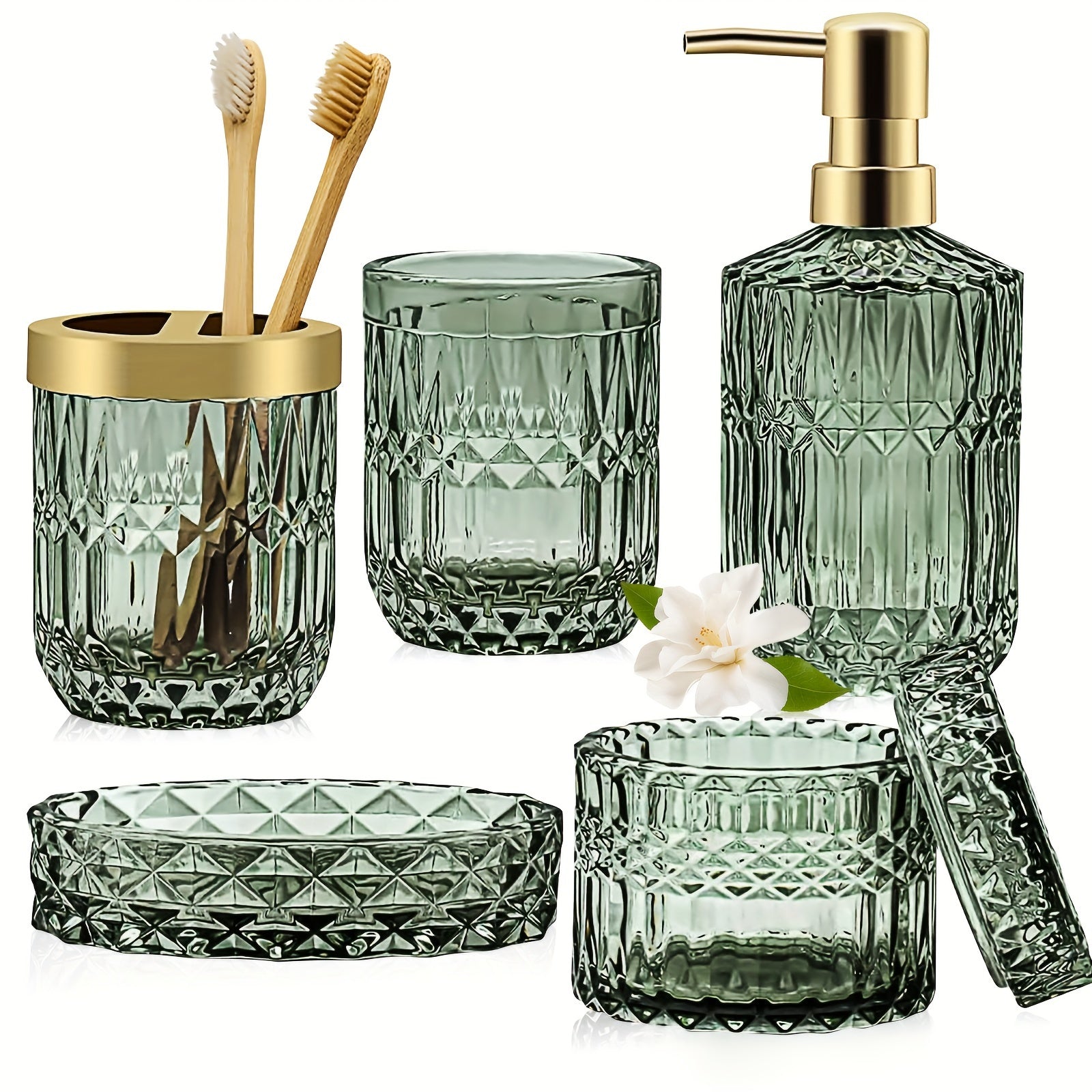 Juego de 5 botellas de loción de lujo para baño con luz