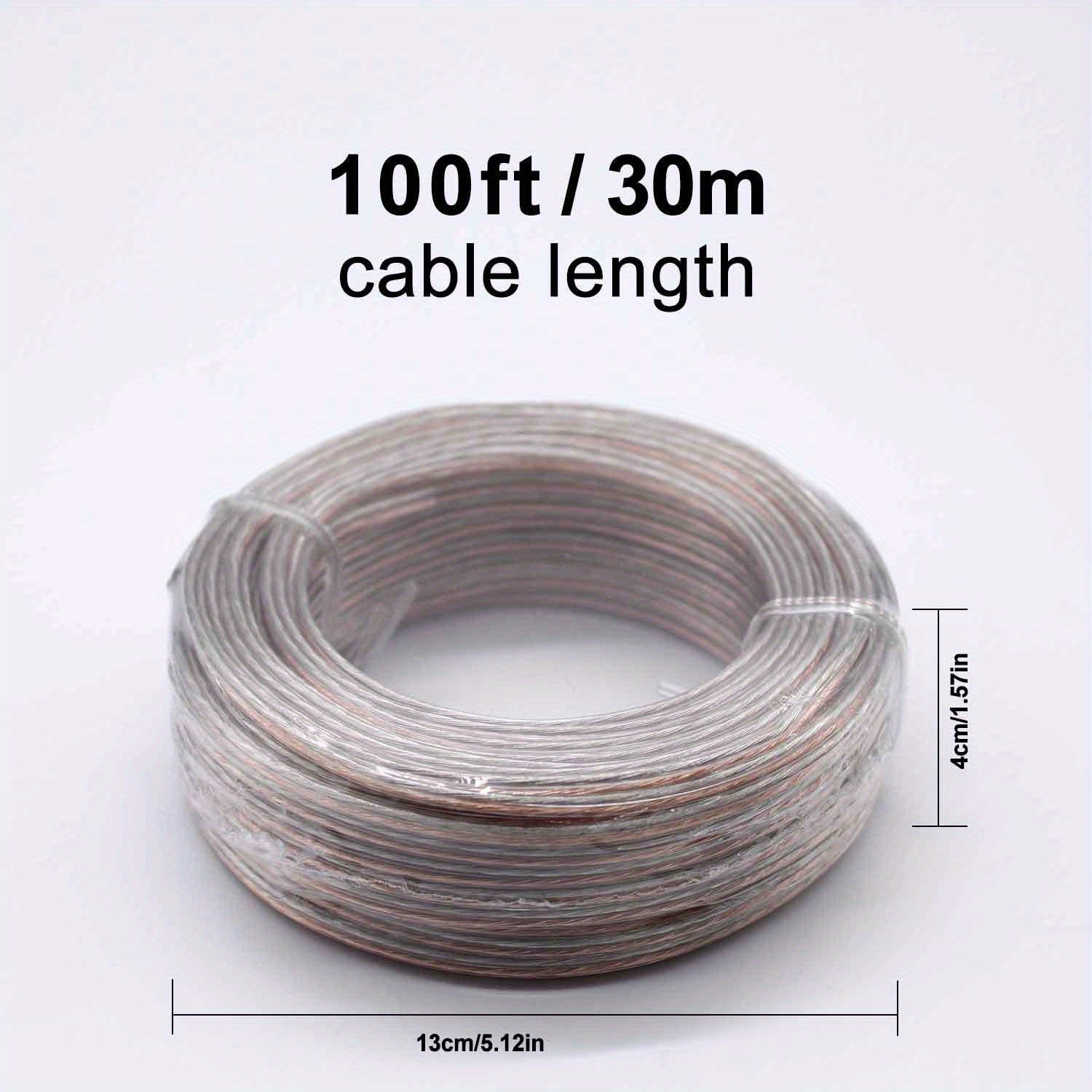 [Cable de Bocina Transparente 22 AWG] Cable de Bocina Transparente 22 AWG - 1 Rollo de 50 FT/100 FT/328 FT, Adecuado para Sistemas de Sonido Estéreo, Bocinas de Cine en Casa, Sonido Envolvente y Radios