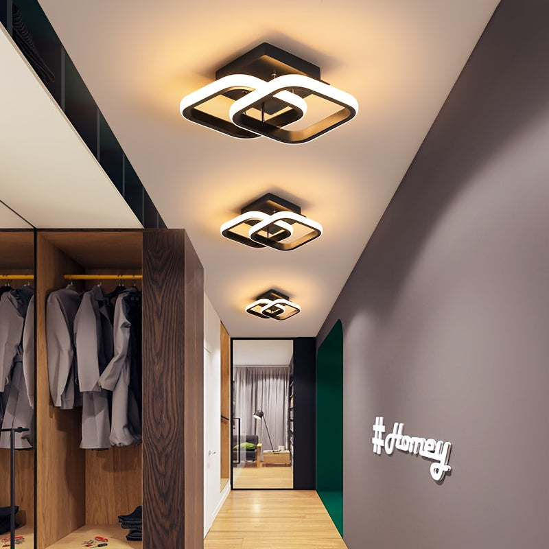 1pc AMILL Moderna Luz de Techo LED Cuadrada, 28.45 cm 12W, Opciones de Temperatura de Color 3000K-4500K-6000K, Montaje Flush para Pasillo, Porche, Cuarto de Lavado - Cableado, Sin Batería Necesaria, Luces de Techo para Sala de Estar, Iluminación de Porch